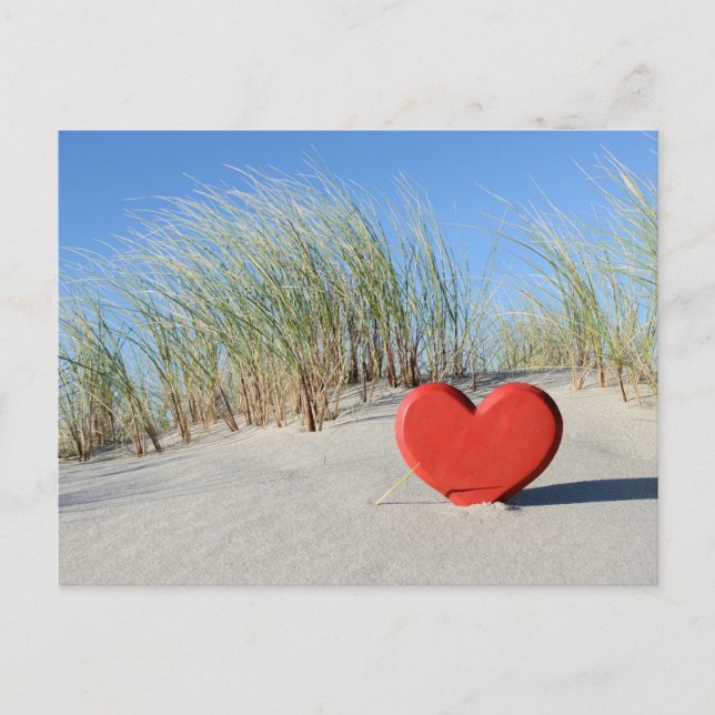 Herz am Strand Postkarte (Vorderseite)