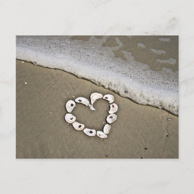 Herz am Strand Postkarte (Vorderseite)