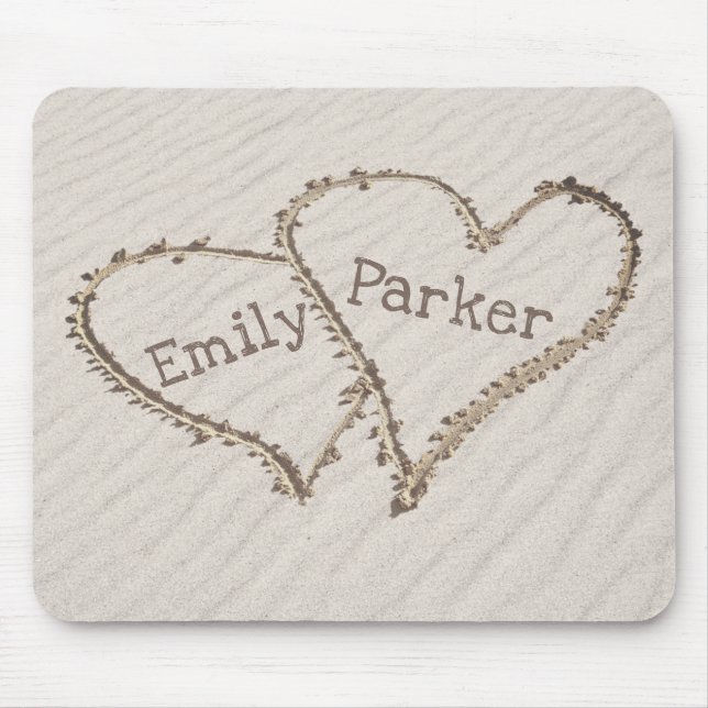 Herz am Strand Sand Mousepad (Vorne)