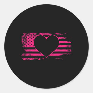 Herz American Flag Brustkrebs Bewusstsein Cool U Runder Aufkleber