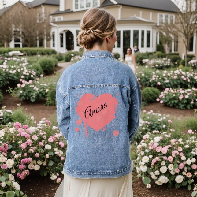 Herz "Amore" Grunge Denim Jacket Jeansjacke (Hochzeit Rückseite)