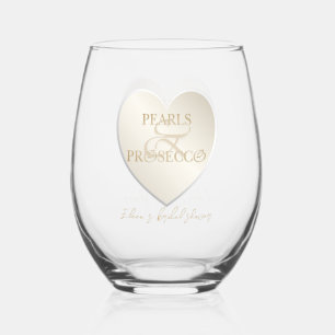 Herz Ampersand Perlen Prosecco Chic Brautparty Weinglas Ohne Stiel