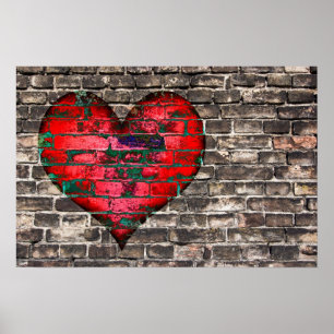 Herz an der Wand Poster
