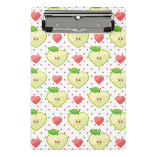Herz-Äpfel mit rosa Tupfen und Herzen Mini Klemmbrett