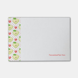 Herz-Äpfel mit rosa Tupfen und Herzen Post-it Klebezettel