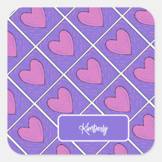 Herz-Applikations-Quiltmuster Quadratischer Aufkleber