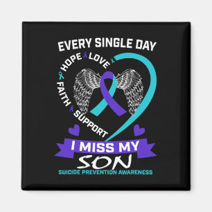 Herz Aquamarin Lila I Miss My Son Suicide Bewussts Magnet