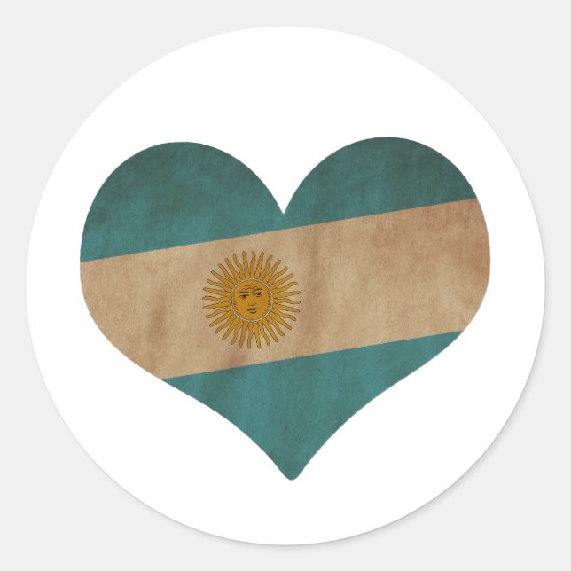 Herz Argentiniens Runder Aufkleber (Vorderseite)