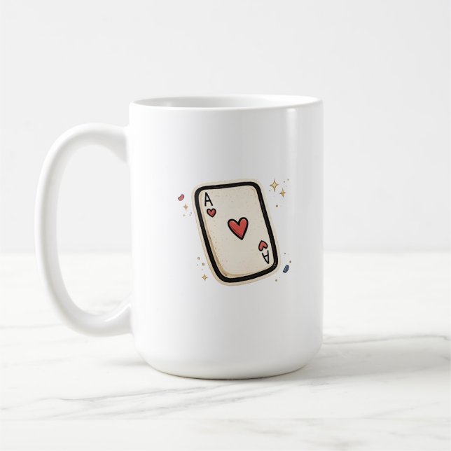 Herz-Ass Minimale Spielkarten-Kunst Kaffeetasse (Links)