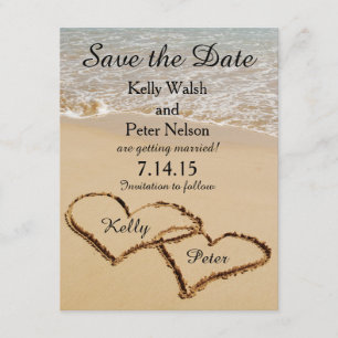 Herz auf der Shore Beach Save the Date Card Einladung