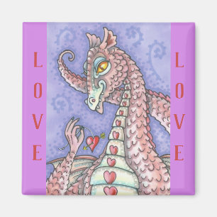 HERZ AUF EINEM STREITPINK-DRAGON-MAGNET MAGNET