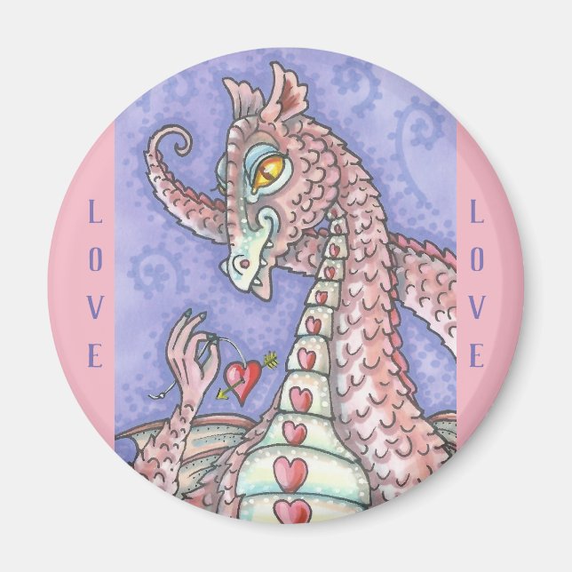 HERZ AUF EINEM STREITPINK-DRAGON-MAGNET MAGNET (Vorne)
