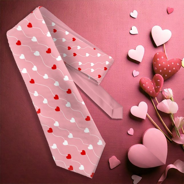 Herz auf einem String Muster rot/weiß ID628 Krawatte (Von Creator hochgeladen)