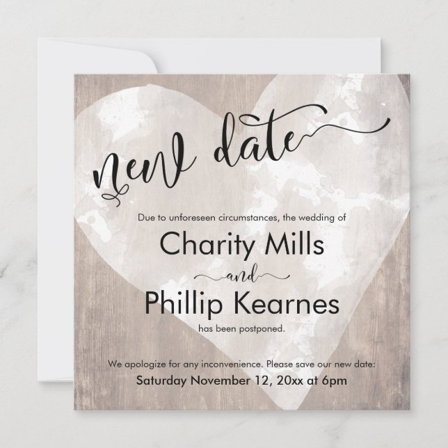 Herz auf Holz verschoben Hochzeitkarte für neues D (Vorderseite)