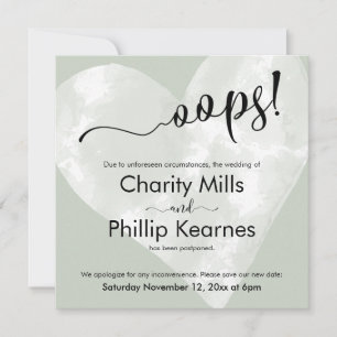 Herz auf Sage Green Oops! Verspätete Hochzeitskart