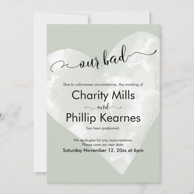 Herz auf Sage Grün unsere schlechte verspätete Hoc (Vorderseite)