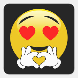 Herz-Augen u. HändeEmoji Liebe Quadratischer Aufkleber