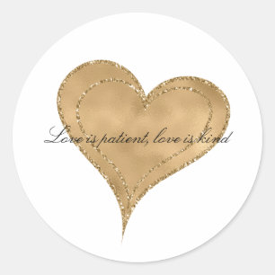 Herz aus Gold Glam Glitter Runder Aufkleber