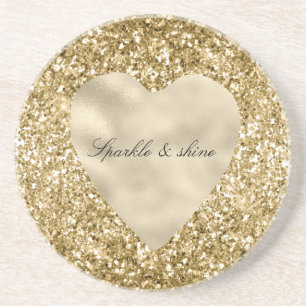 Herz aus Gold Glitter Personalized Getränkeuntersetzer