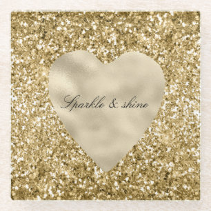 Herz aus Gold Glitter Personalized Glasuntersetzer