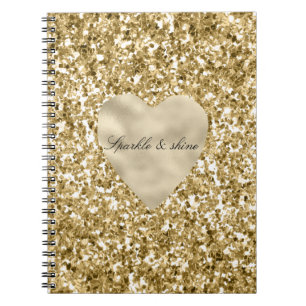 Herz aus Gold Glitter Personalized             Notizblock
