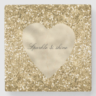 Herz aus Gold Glitter Personalized Steinuntersetzer