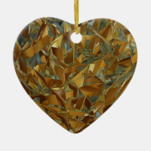 Herz aus Gold Keramik Ornament