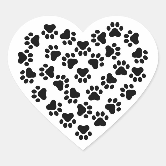 Herz aus Pfoten Herz-Aufkleber (Vorderseite)