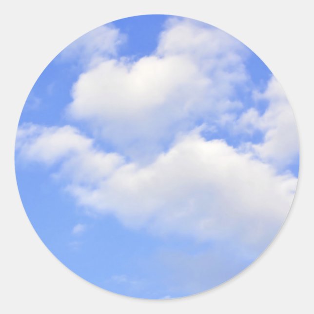 Herz aus Wolken Runder Aufkleber (Vorderseite)