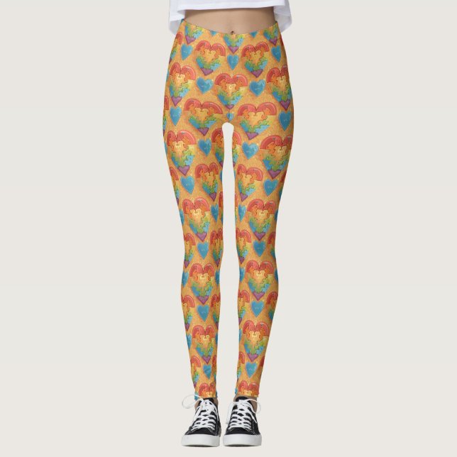 Herz Autismus Leggings (Vorderseite)