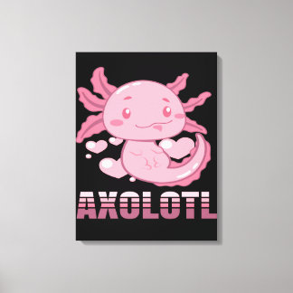 Herz Axolotl | Niedlicher Cartoon Axolotl Leinwanddruck