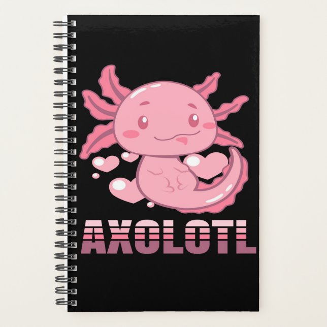 Herz Axolotl | Niedlicher Cartoon Axolotl Planer (Vorderseite)