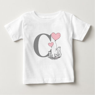 Herz-Ballon-Initiale Mutterund BabyFox rosa Baby T-shirt