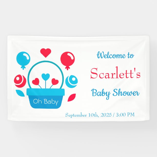 Herz, Ballons und Herzkorb Banner (Horizontal)