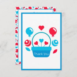 Herz, Ballons und Herzkorb Dankeskarte