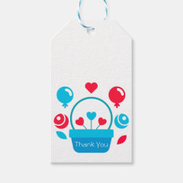 Herz, Ballons und Herzkorb Geschenkanhänger