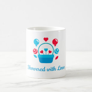 Herz, Ballons und Herzkorb Kaffeetasse