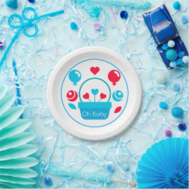 Herz, Ballons und Herzkorb Pappteller