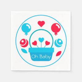 Herz, Ballons und Herzkorb Serviette