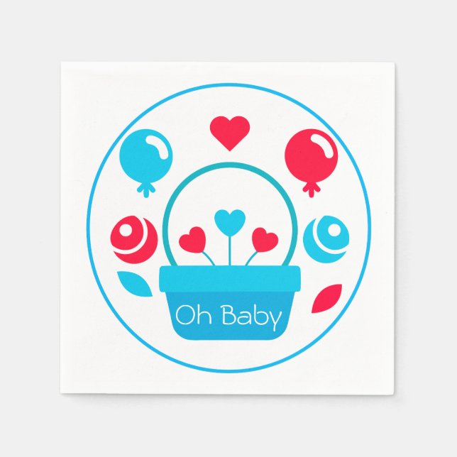 Herz, Ballons und Herzkorb Serviette (Vorderseite)