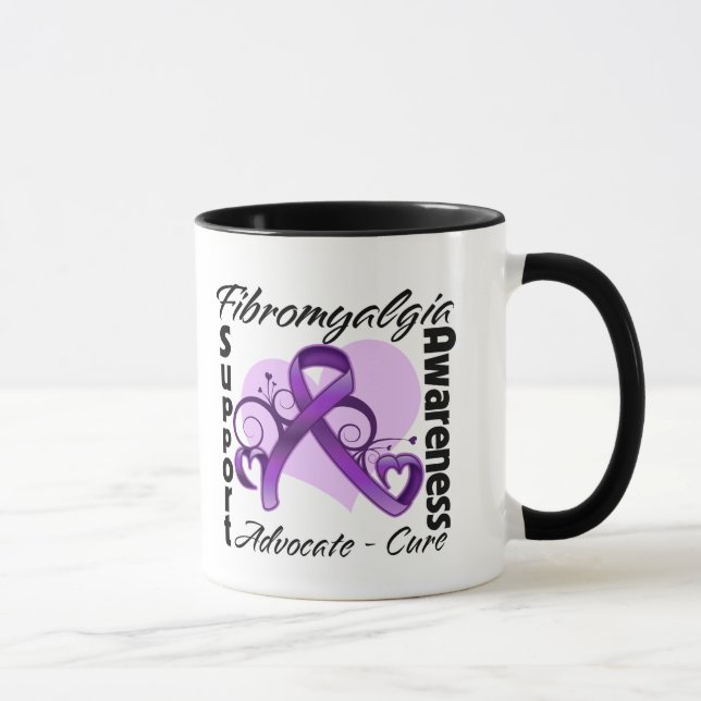 Herz-Band - Fibromyalgia-Bewusstsein Tasse (Rechts)