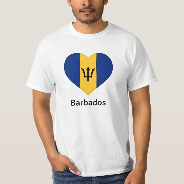 Herz - Barbados-Flagge T-Shirt (Vorderseite)
