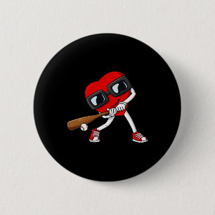 Herz Baseball Valentinstag Fun Boys Girls Kinder Button