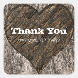 Herz begehrte Tree Trunk Barke Rustikale Gastgesch Quadratischer Aufkleber