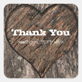 Herz begehrte Tree Trunk Barke Rustikale Gastgesch Quadratischer Aufkleber
