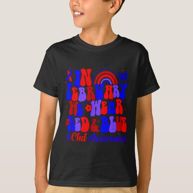 Herz-Bewusstsein Chd-Bewusstsein Regenbogen im Feb T-Shirt (Vorderseite)