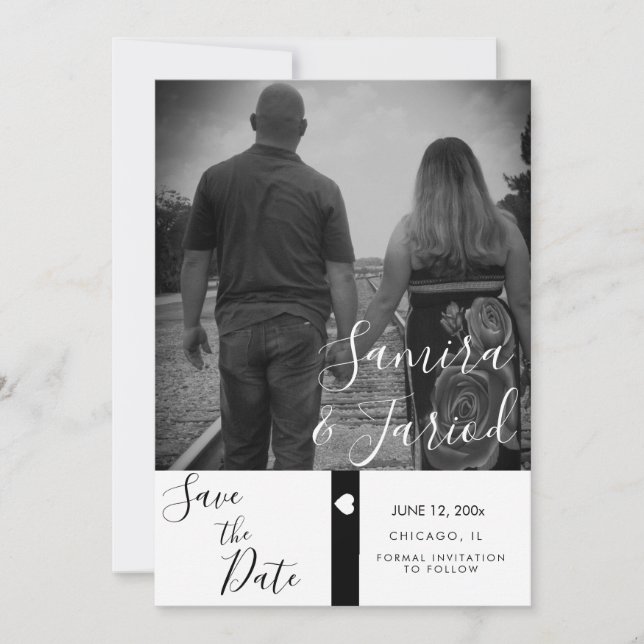 Herz-Black-Banner-Foto Save the Date (Vorderseite)
