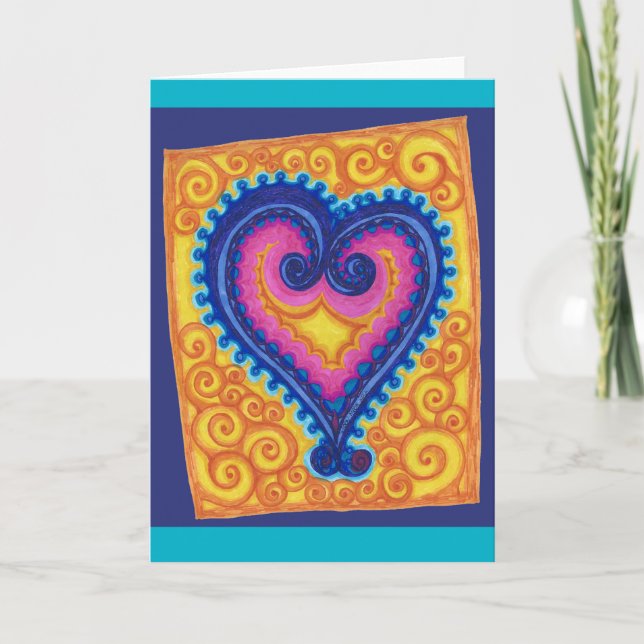 Herz-Blau Feiertagskarte (Vorderseite)