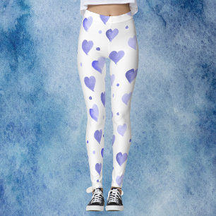 Herz-blaues Wasserfarbmuster Leggings