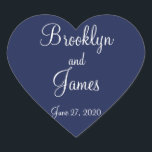 Herz Blue Nautical Wedding Stickers<br><div class="desc">Blau-nautische Hochzeitsticker mit individualisierbarem Text</div>